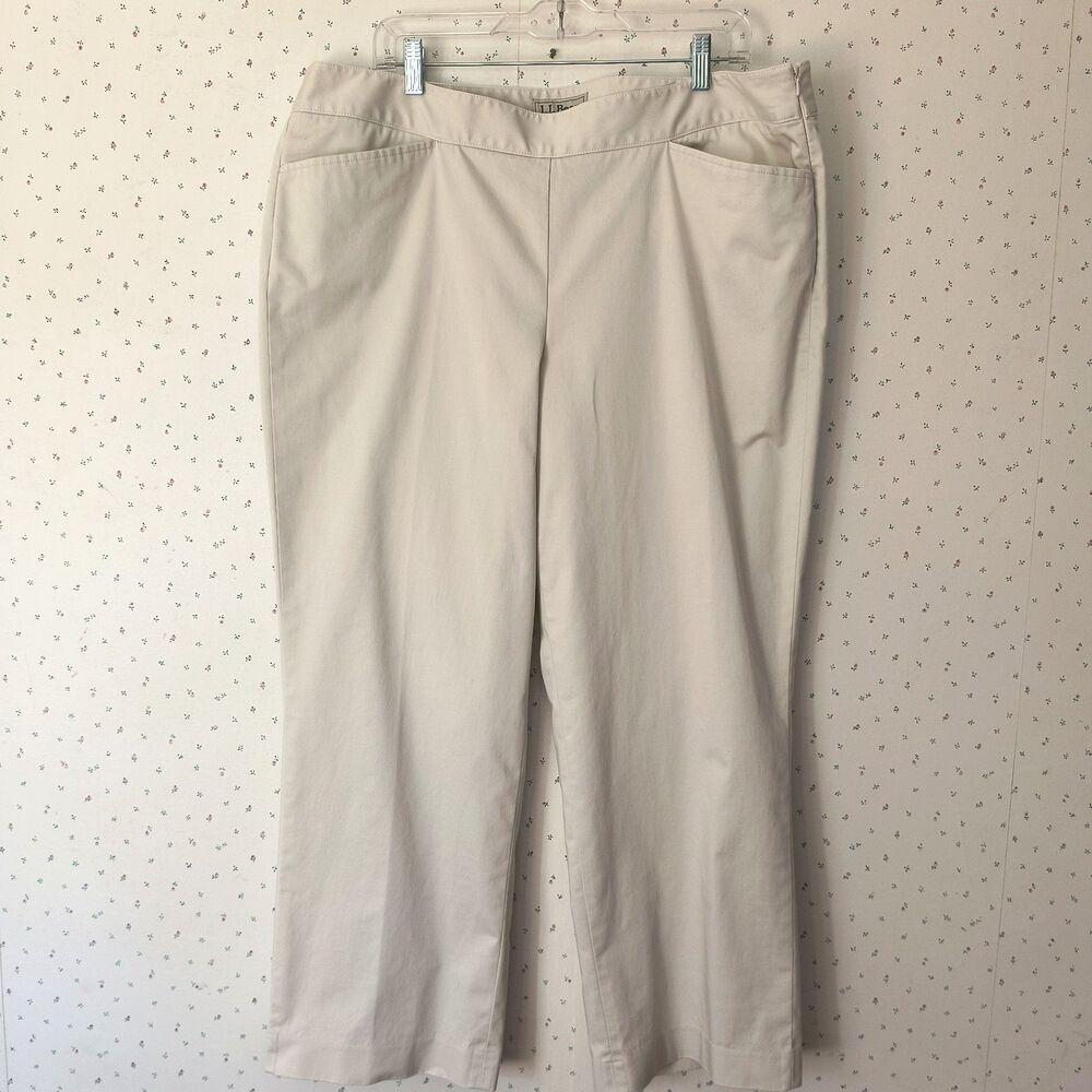 LL Bean Khaki Pants NEW Womens 20 Petite Tan Side Zip Cotton Stretch Pockets